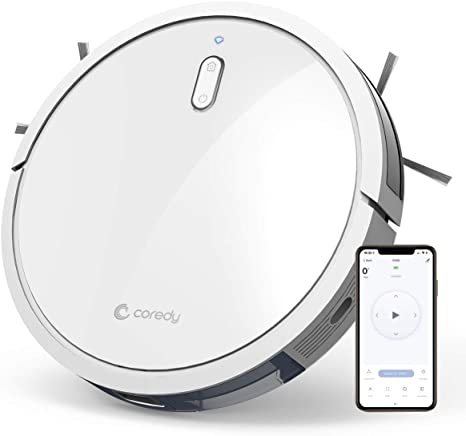 Coredy R580-W Robot Vacuum Cleaner, 3-in-1 Vacuuming Sweeping and Mopping, Wi-Fi, App Controls, 2000pa Strong Suction,Virtual Boundary Supported, Quiet Robotic Cleaner Cleans Hard Floor to Carpet