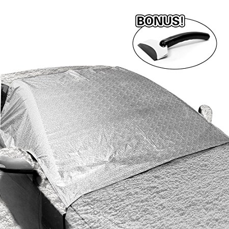 MeeQee Car Snow Cover, Windshield Cover for Ice and Snow & Sun Shade Protector, Windshield Frost Cover Fit Most Car, SUV, Minivans –59"x 55"