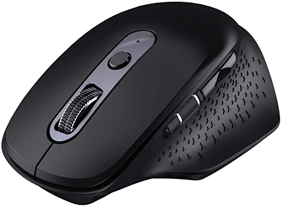 Wireless Mouse 253A, Bluetooth & 2.4G Mode for 3 Devices, Rechargeable Mouse With Thumb Wheel