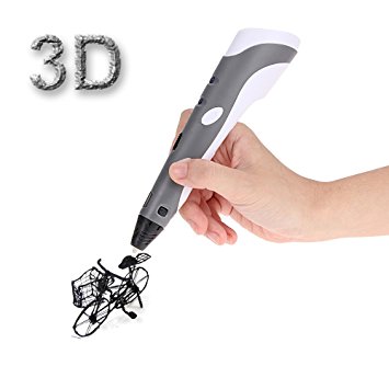 3D Printing Pen, Foxpic Intelligent Home 3D Model Printer Drawing Pen Arts and Crafts with 1 bag mixed color 1.75mm ABS Filament for Stimulating Creativity and Imagination (Grey)