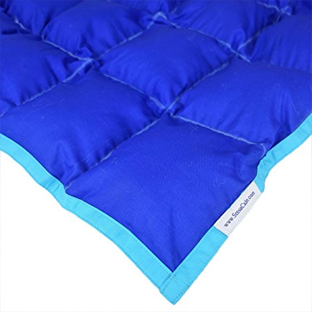 SensaCalm Therapeutic Adult-Length Weighted Blanket - Dazzling Blue with Scuba Blue-16 lb -for 130 lb User