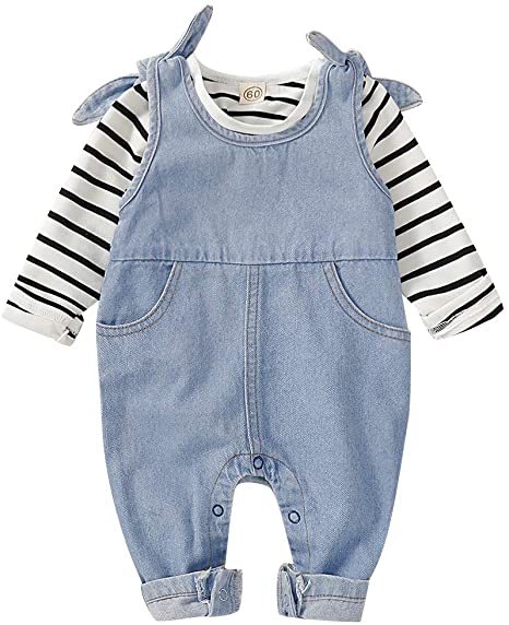 Saeaby Toddler Infant Baby Clothes Girls Jeans Jumpsuit Romper Denim Overalls Jeans Baby Girls Clothes Outfits