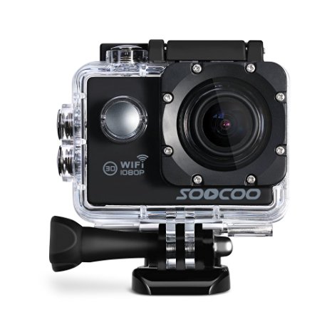 WIFI Action Camera, SOOCOO Waterproof Action Camera 12MP Full HD 1080P - 2.0" LCD Screen, 170° Wide Angle Lens, 30M/98ft Underwater Diving Camera with 2 Batteries - Black (Memory Card Not Included)