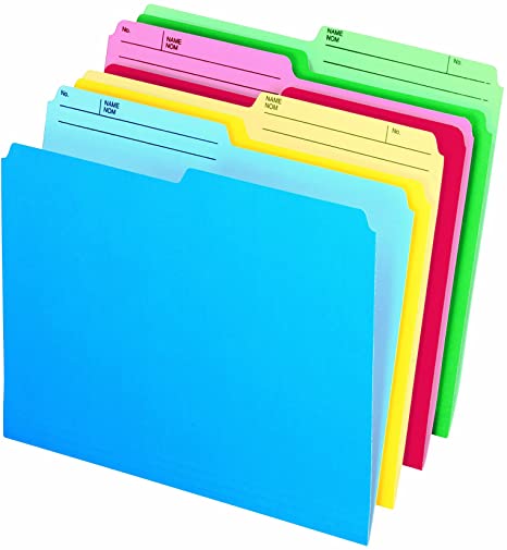 Pendaflex Cutless Watershed File Folders, Letter, Assorted, 24/Pack - 48443C