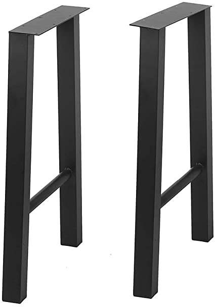 Metal Furniture Legs 28”Height 24”Wide,Black Cast Iron Coffee Table Legs,Industrial Dining Table Legs,Rustic Duty Square Tube Desk Legs,Metal Legs for DIY Coffee Table Furniture Bench 2 Pcs