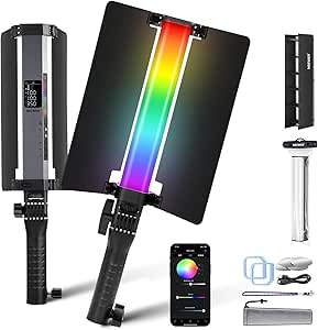 NEEWER RGB1 LED Tube Light Stick with Metal Barndoor, Handle, Touch Bar/APP Control, Magnetic Handheld RGB Video Light, 3200K-5600K CRI98  Dimmable Photography Lighting with 6400mAh Battery, 17 Scenes