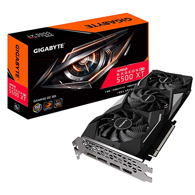 GIGABYTE Radeon RX 5500 XT Gaming OC 8G Graphics Card, PCIe 4.0, 8GB 128-Bit GDDR6, GV-R55XTGAMING OC-8GD Video Card