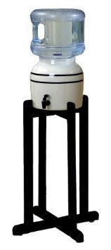 Porcelain Water Dispenser with Black Stripes and Black Wood Floor Stand