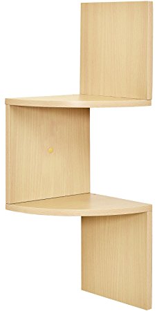 Greenco Zigzag 2 Tier Corner Floating Shelves, Natural Finish