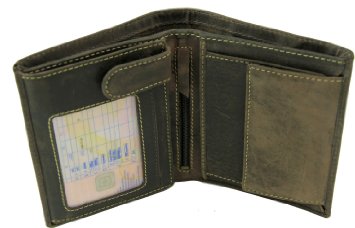 Visconti 709 Oiled Leather Coin ID Holder Tri Fold Wallet