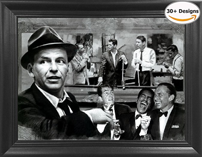 The Rat Pack The Rat Shooting Pool 3D Lenticular Picture - Frank Sinatra, Dean Martin, Sammy Davis Jr., Peter Lawford and Joey Bishop Shooting - 14.5x18.5" - Life Like 3D Art Poster, Cool Art Deco
