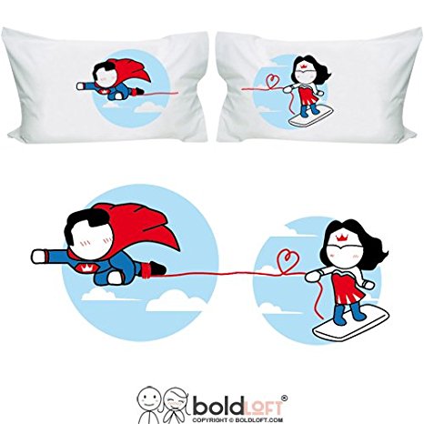 BOLDLOFT Made for Loving You Couples Pillowcases- Funny Couples Gifts, Superman Gifts for Men, Valentines Day Gifts for Boyfriend, Gifts for Couples, His and Hers Gifts, Superhero Gifts for Men