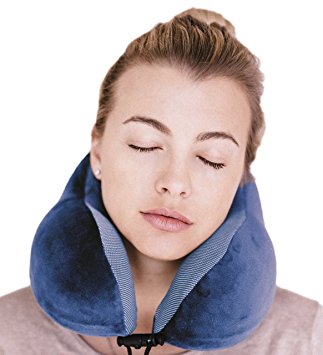 TRAVEL PILLOW [FBNC] - Super Soft cover, quality memory foam, Supports the Head, Neck and Chin in Maximum Comfort (Blue)
