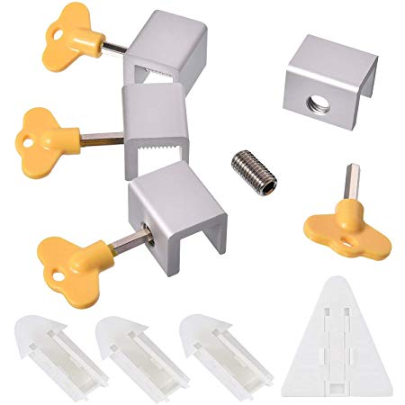 Cupid Pack of 4 Sliding Window Locks Stop and 4 Sliding Door Lock – Sliding Security Door Stop & Child Window Locks to Child Proof Your Home - Aluminum Alloy Door & Windows Safety Lock – 8pcs