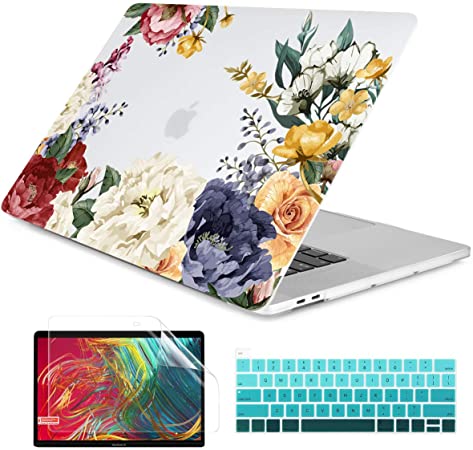 Dongke for MacBook Pro 16 inch Case 2019 2020 Release A2141 with Touch Bar & Touch ID, Ultra Slim Hard Shell Cover Compatible with MacBook Pro 16 inch - Roses Clear Color