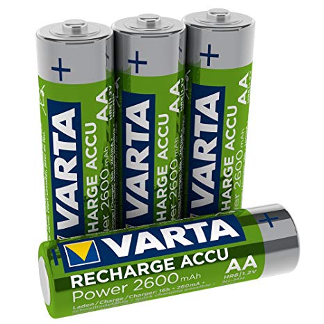 VARTA Rechargeable Accu Ready2Use Pre-Charged 2600 mAh AA Mignon Ni-MH Battery (Pack of 4)