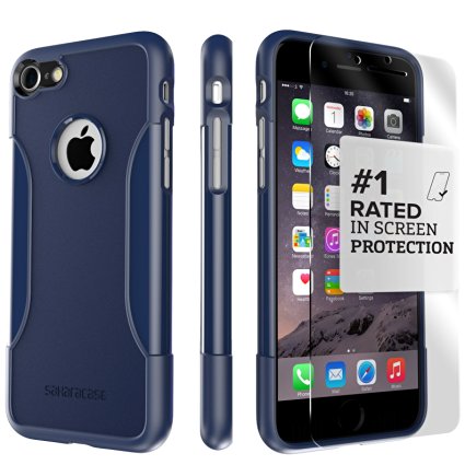 iPhone 7 Case, (Blue Navy) SaharaCase Protective Kit Bundle with [ZeroDamage Tempered Glass Screen Protector] Rugged Protection Anti-Slip Grip [Shockproof Bumper] Slim Fit - Blue Navy