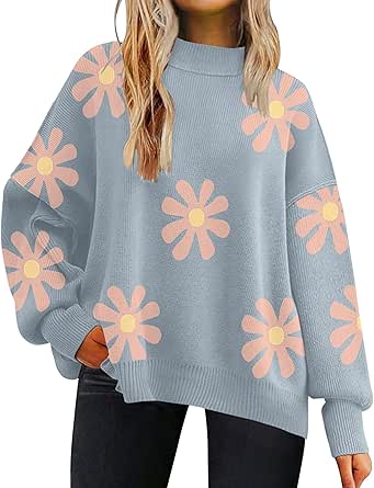 Zeagoo Sweaters for Women 2024 Fashion Trendy Long Sleeve Turtleneck Pullover Lantern Knit Sweater Tops