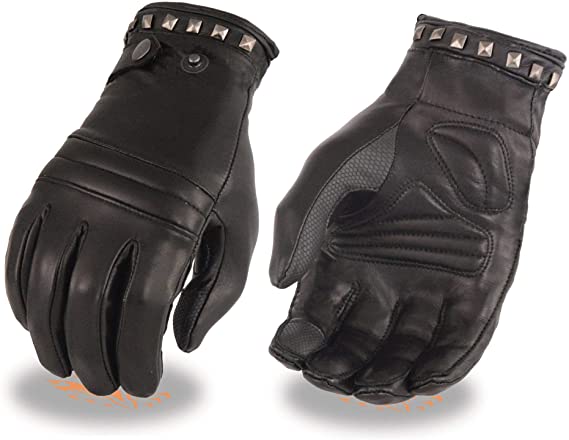 Milwaukee Leather MG7755 Ladies 'i-Touch' Thermal Lined Black Leather Gloves with Studs - Large