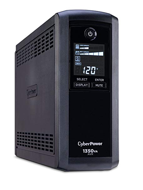 CyberPower CP1350AVRLCD Intelligent LCD UPS System, 1350VA/815W, 10 Outlets, AVR, Mini-Tower