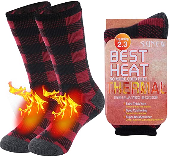 Warm Thermal Socks, Sunew Unisex Thick Insulated Heated Winter Heavy Crew Socks