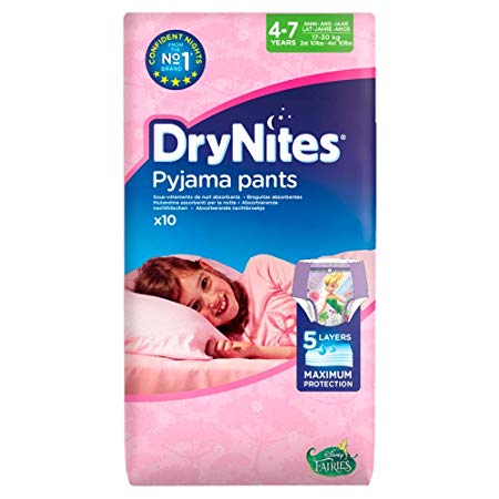 Huggies DryNites Pyjama Pants for Girls, Age 4-7 -(2 Pack of 3 x 10)-  60 Pants Total