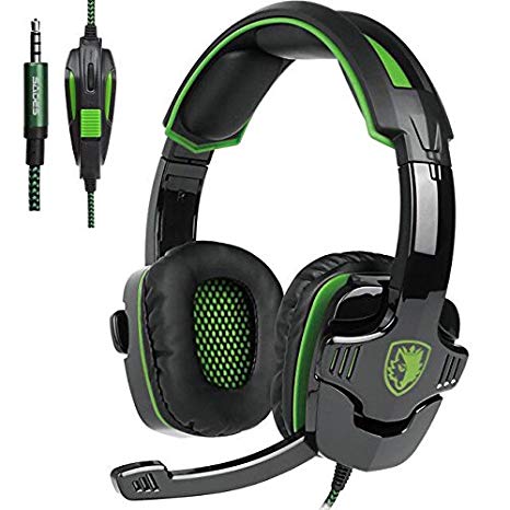 [2017 SADES Newest Version SA930 Multi-Platform Gaming Headset], Gaming Headsets Headphones for PlayStation 4 PS4 New Xbox One PC Laptop Computer (Black&Green)