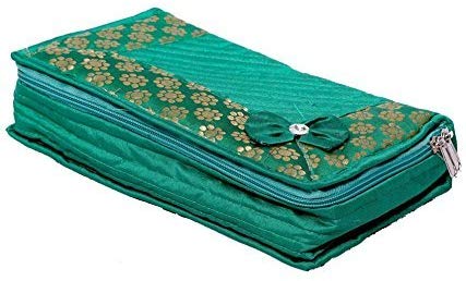 Kuber Industries Cotton Quilted Jewellery Box, Green