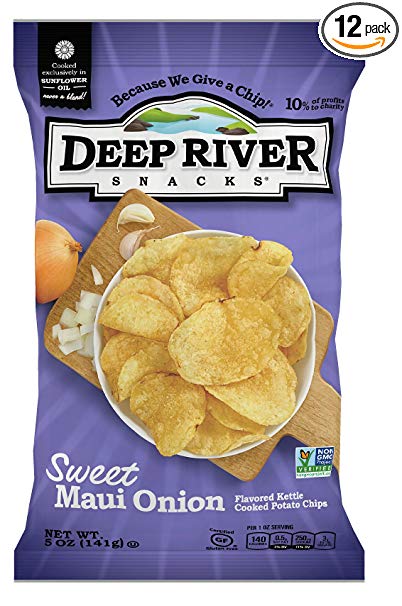 Deep River Snacks Sweet Maui Onion Kettle Cooked Potato Chips, 5-Ounce (Pack of 12)