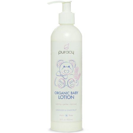 Puracy Organic Baby Lotion - The BEST Calming Moisturizer - Gentle - Non-Toxic - Nourishing - Lavender and Grapefruit - 12 Ounce Bottle