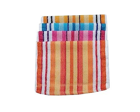 Sparkle Cotton Thin Check Print Hand and Face Towel (Multicolour) - Set of 6
