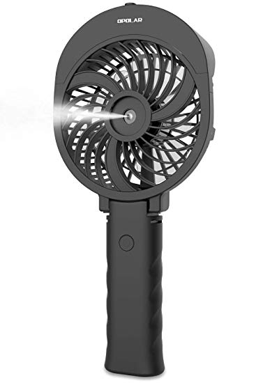 OPOLAR 2600mAh Battery Operated Misting Fan, 3 Settings Handheld Size, Portable fan & Personalized Cooling Humidifier 2 in 1, USB or Rechargeable Battery Powered Fan for Outdoor