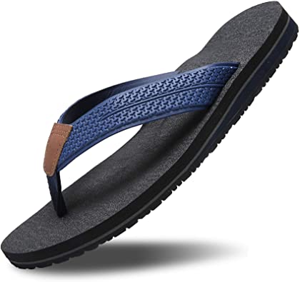 MAIITRIP Men's Comfort Lightweight Rubber Wide Flip Flops,Soft Cushion Non Slip Thong Sandals with Arch Support Size:7-15