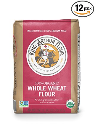 King Arthur Flour 100% Organic Wheat Flour, Whole, 2 Pound (Pack of 12)
