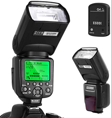 Flash Speedlite for Canon, Wireless Flash, E-TTL 1/8000 HSS GN58, Multi Mode, Professional Camera Flash Kit Include 2.4G Wireless Flash Trigger, Hard Flash Diffuser and Accessories