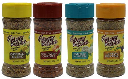 Flavor Mate No Salt Seasoning Blend - Variety Pack - Original,Garlic and Herb,Southwest Chipotle,Lemon & Pepper - 2.5 oz-Kosher