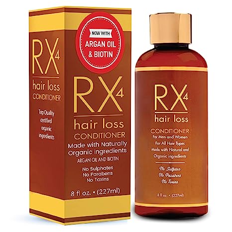 RX 4 Hair Loss Conditioner for Thinning Hair, DHT Blocker, Naturally Organic with Biotin, Aids in Hair Regrowth, Doctor Recommended Growth Shampoo Treatment System.