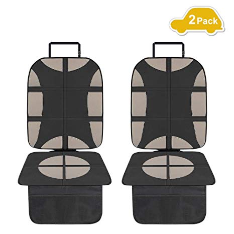 KIPIDA Car Seat Protector,2 Pack Large Auto Car Seat Protector for Child Seats,Leak Proof Vehicle Cover Pad with Thickest Padding,Non-Slip Seat Cover Pad with Organizer Pockets for Child Baby and Pet