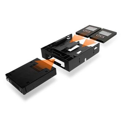 ICY DOCK Dual 2.5 SSD 1 x 3.5 HDD Device Bay to 5.25 Drive Bay Converter/Mounting/Kit/Adapter - FLEX-FIT Trio MB343SP