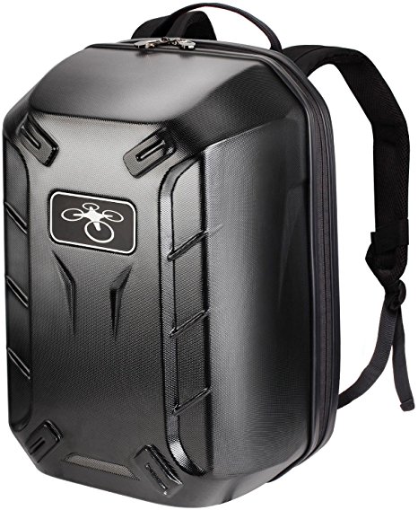 TOZO Hard shell Backpack Carrying Case Protective Travel Bag Storage Box for Drone DJI Phantom 3 [PROFESSIONAL / DVANCED] Phantom 4 Quadcopter, [Matte Black]