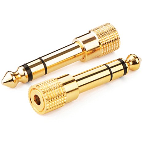 Stereo Audio Headphone Jack Adapter 3-Conductor TRS AUX Plug 1/4-inch (6.3mm) Male to 1/8-inch (3.5mm) Female