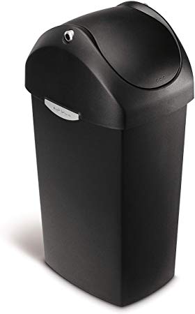 simplehuman Swing Lid Bin, 40 L - Black Plastic