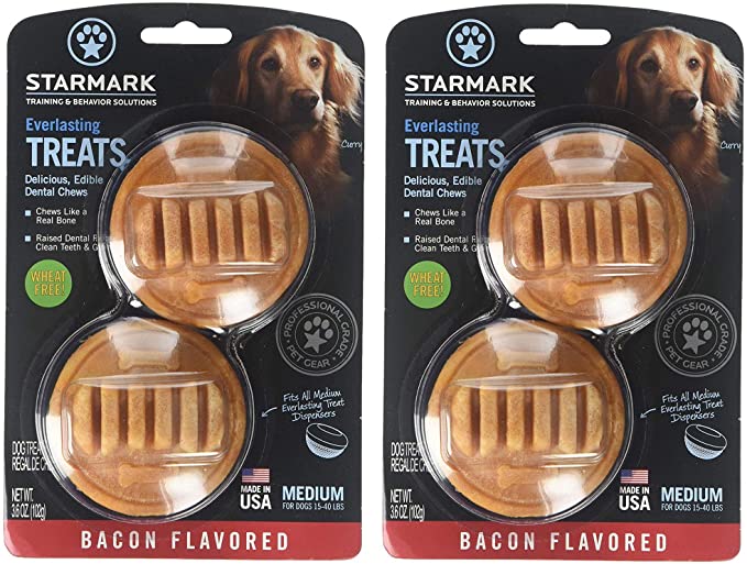 StarMark Everlasting Bacon Dog Dental Chew, Medium, 3.6 oz (2)