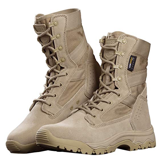 FREE SOLDIER Men’s Tactical Boots 8" inch Lightweight Combat Boots All Terrain Suede Leather Military Work Boots