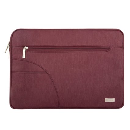 Mosiso Laptop Sleeve, Polyester Sleeve Case Cover for 15 Inch MacBook Pro 15.4" with Retina Display (Internal Dimensions: 14.96 x 0.79 x 10.63 inches), Wine Red