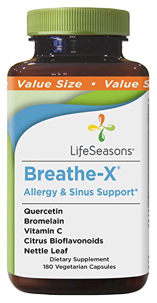 LifeSeasons Breathe-X Allergy & Sinus Support - Natural Sinus and Allergy Supplement - Value Size (180 Capsules)