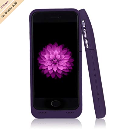 for iPhone 6/6s Charger Case, BSWHW 3500mAh 4.7 iPhone 6/6S Portable Battery Case with Pop-Out Kickstand Extended Battery Pack Rechargeable Power Protection case Backup Juice Bank ,Purple