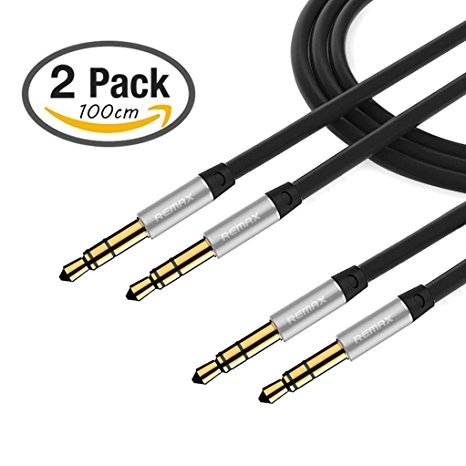 Nkomax 3.3 Ft 3.5mm Gold Plated Premium Auxiliary Male To Male AUX Cable Suitable for iPad, iPhone, iPod, MP3 players, tablets, Samsung smartphones, home audio, speaker (black, Pack of 2)
