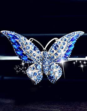 Bestbling Bling Crystal Car Fragrance Butterfly Car Diffuser Air Freshener with Vent Clip (Blue)