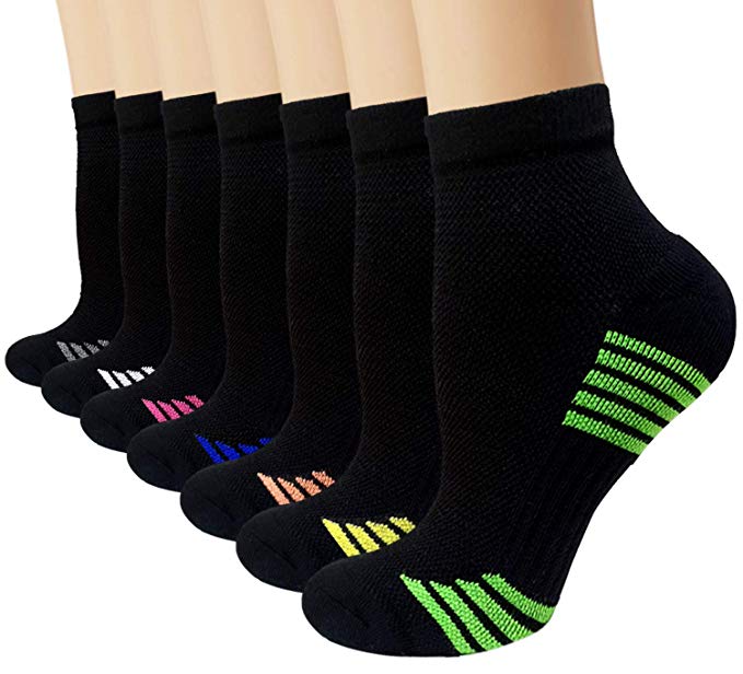 Sports Copper Ankle Sock (3 to 7 Pairs) Athletic Running Compression Socks Arch Support Women Men - 8-15 mmhg